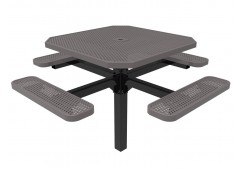Octagon Single Pedestal Picnic Table with Perforated Steel
